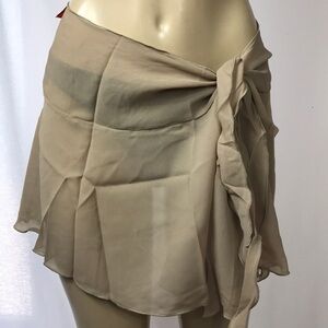 Zuliana Size Medium Beige Solid Color Sarong with Lettuce Trim. New With Tags